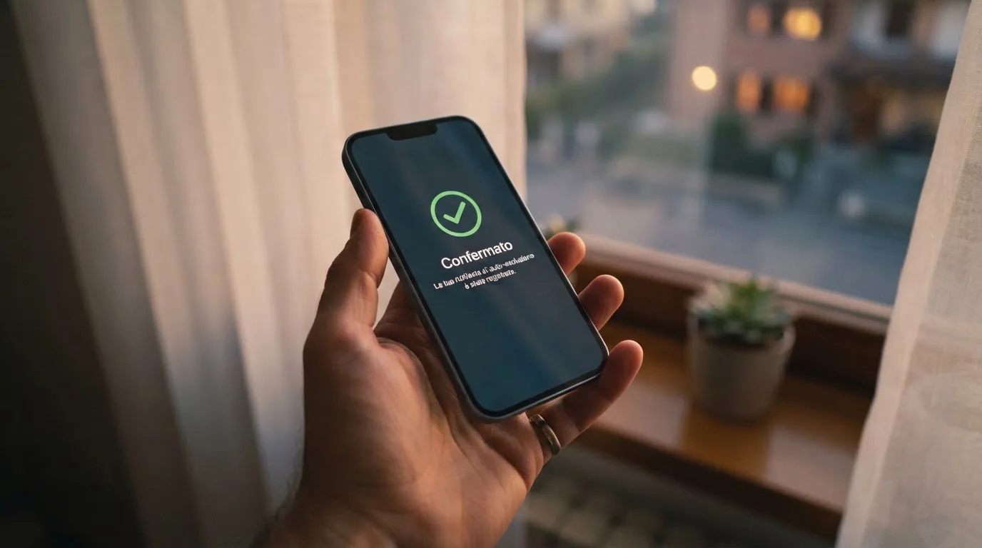 Mano che tiene uno smartphone accanto a una finestra, luce serale tranquilla — casino online con algoritmo unbiased